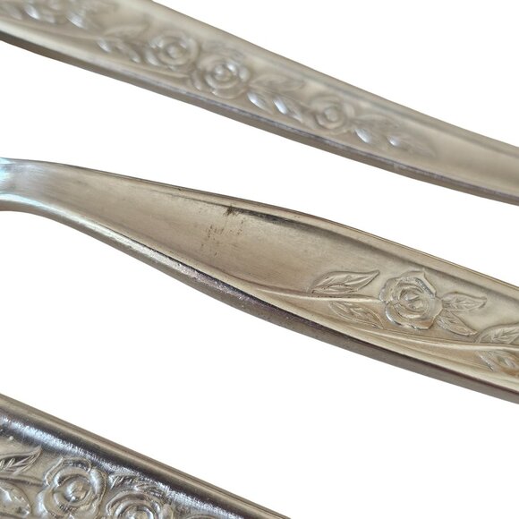 5 Elden Vintage Flower Soup Spoon stainless 7" Rose Midcentury Colonial EDL5 - Picture 4 of 6